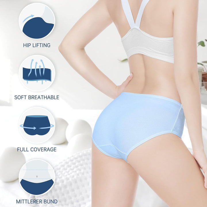 TUUHAW Unterhosen Damen Unterwäsche 6er Pack Baumwolle Slips Mittel Taille Panties