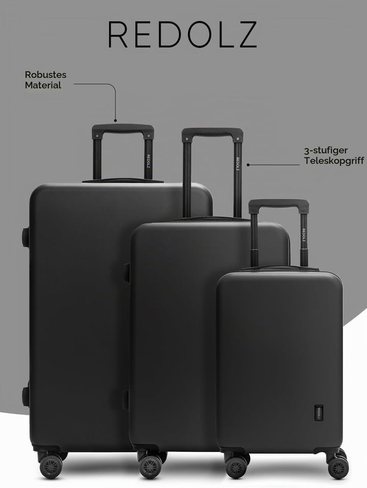 REDOLZ Hartschalen Koffer-Set 3-teilig | Leichte Reise-Trolleys aus hochwertigem, robustem ABS Mater