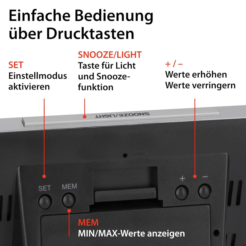 ADE Digitale Wetterstation Funk mit Aussensensor | Innen und Aussentemperatur | Luftfeuchtigkeitsmes