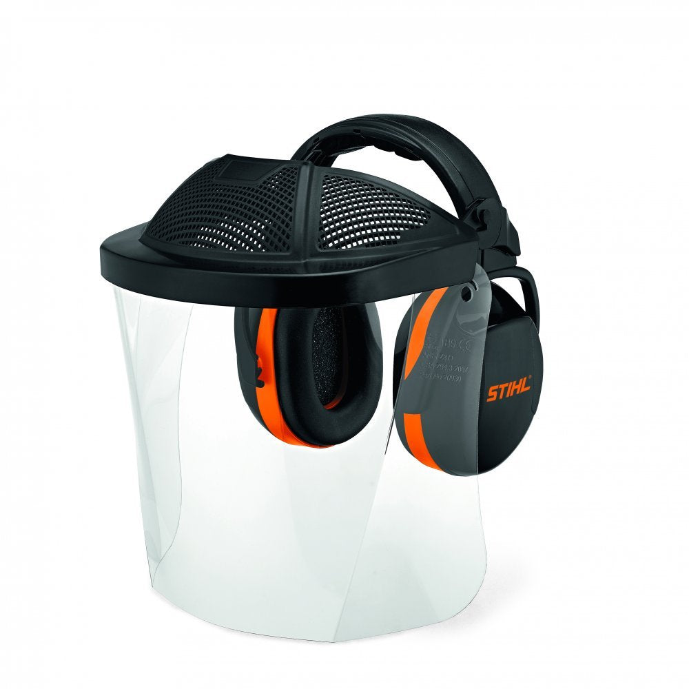 Stihl 8840565 Gesichtsschutz Gehörschutz kurz, Kunstoffscheibe, mit Stirnschutz