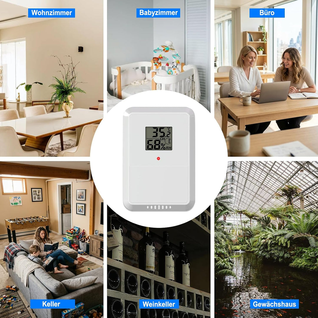 Urageuxy Wetterstation Funk mit Aussensensor, 8,3 Zoll VA-Farbdisplay, DCF Funkuhr, Wettervorhersage