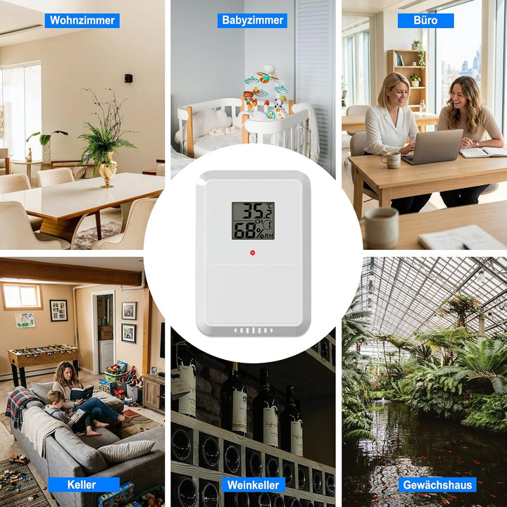 Urageuxy Wetterstation Funk mit Aussensensor, 8,3 Zoll VA-Farbdisplay, DCF Funkuhr, Wettervorhersage