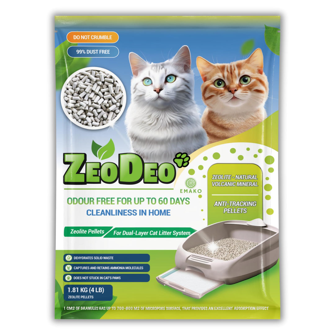 ZeoDeo - Natürliche Zeolith-Katzenstreu-Pellets für Zweischicht-Katzenstreu-Systeme, 4 Pfund oder 1,