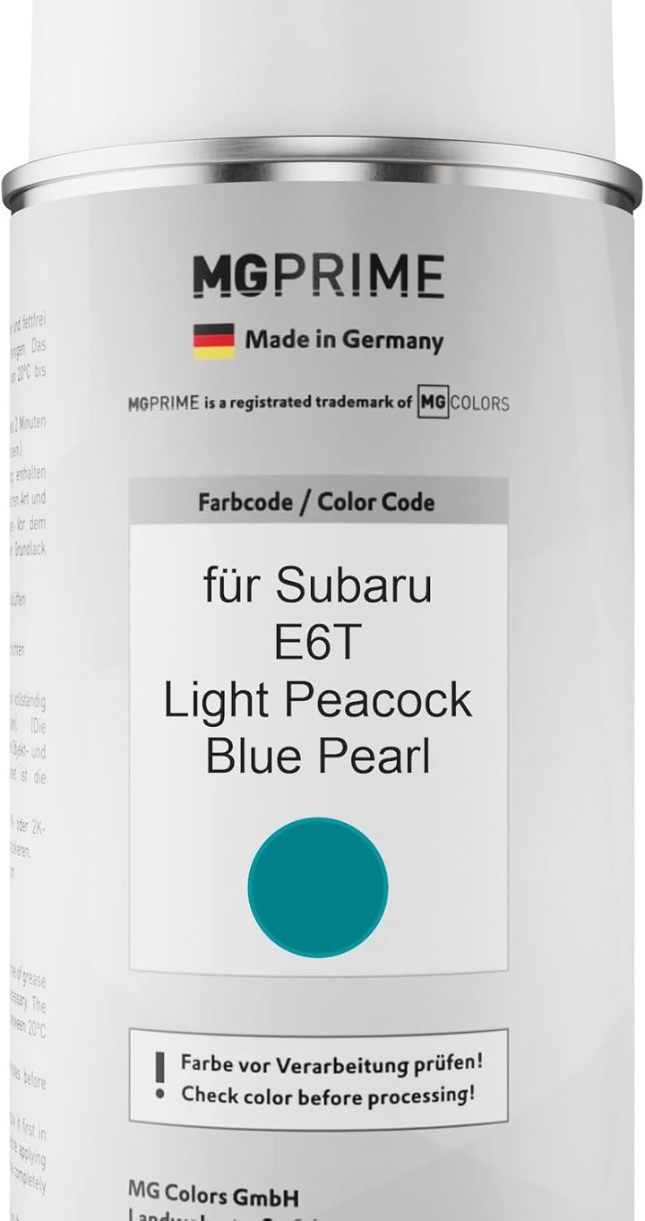 MG PRIME Autolack Sprühdosen Set für Subaru E6T Light Peacock Blue Pearl Basislack Klarlack Spraydos