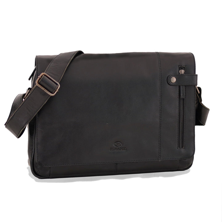 ALMADIH Leder Umhängetasche DYLAN Premium Rindsleder - Ledertasche mit Laptop Fach 15 Zoll Aktentasc