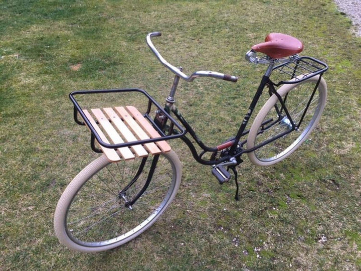 LASTPAK 009630 Gepäckträger Vorne Fahrrad Hollandrad Träger Schwarz Holz