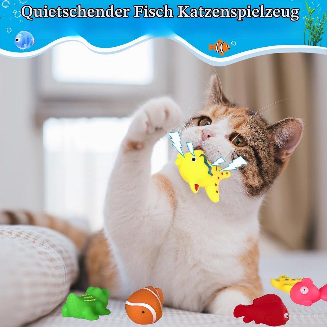 Katzen Pool 50x10cm Faltbare Katzenpool mit 6 Fischen Wasser Spielzeug Faltbarer Pool Interaktives W