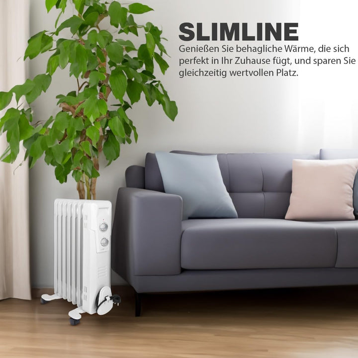 Clatronic RA 3735 7 Rippen-Ölradiator, mobiler Heizkörper, 1500 Watt, stufenloser Thermostatregler,