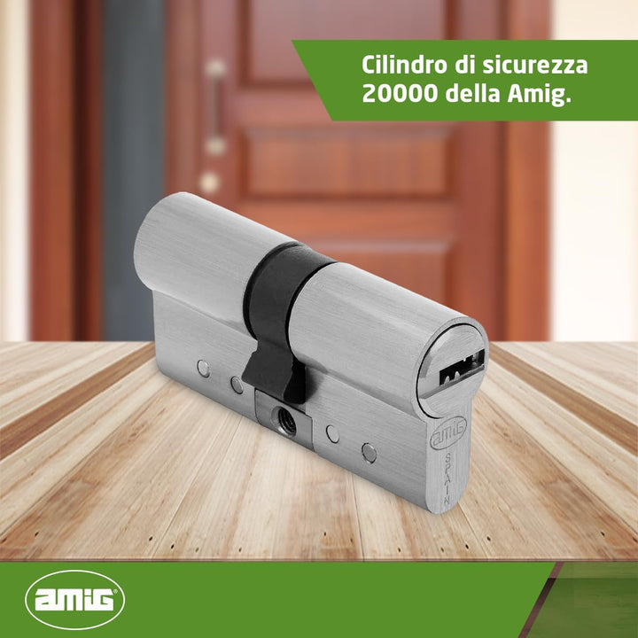 Amig - Sicherheitszylinder - Modell 20000 - Hergestellt aus Messing - Masse: 80 mm (30-50) - Bietet