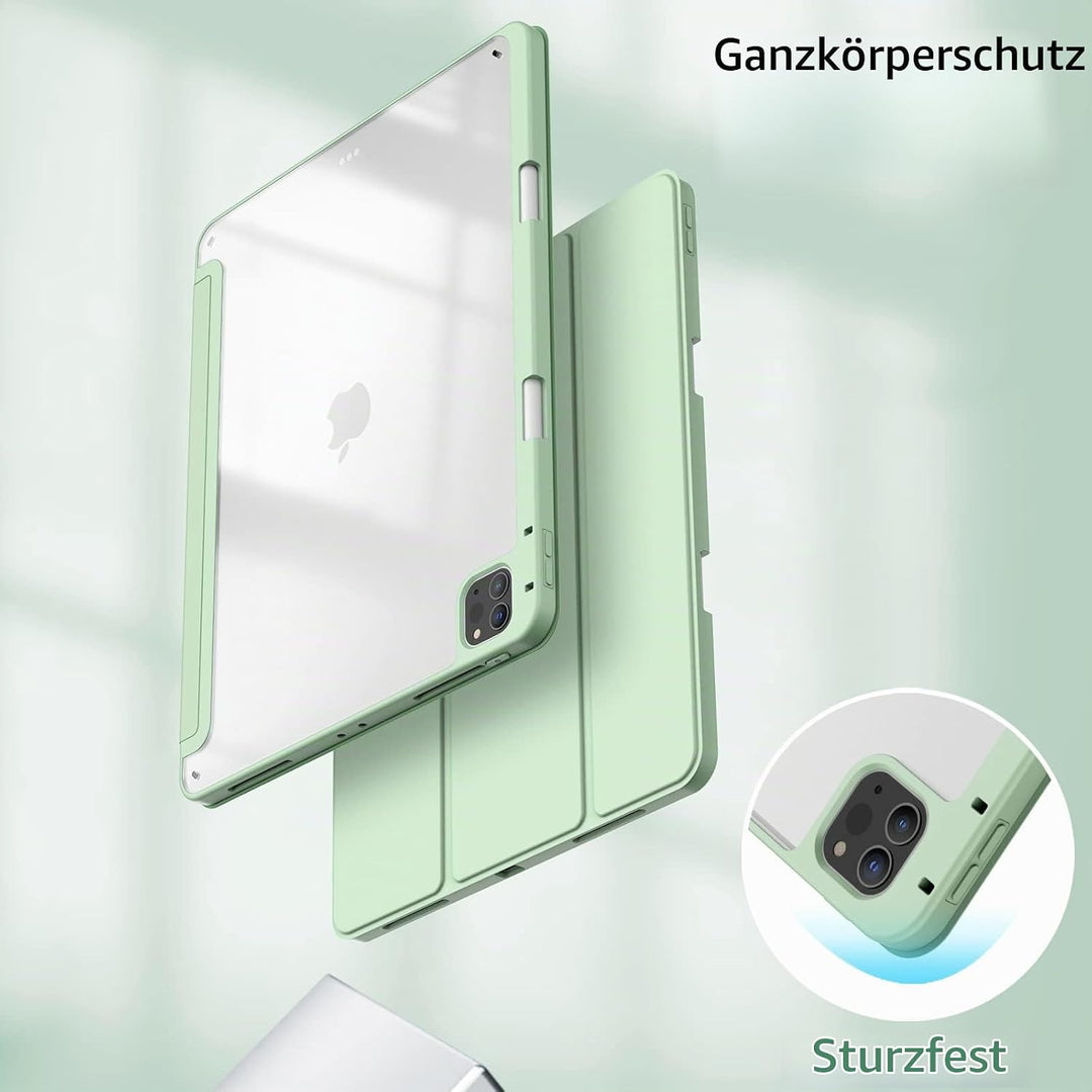 JETech Hülle für iPad Pro 12,9" 6/5/4/3 (2022/2021/2020/2018), Matcha Grün | Transparente Rückseite,