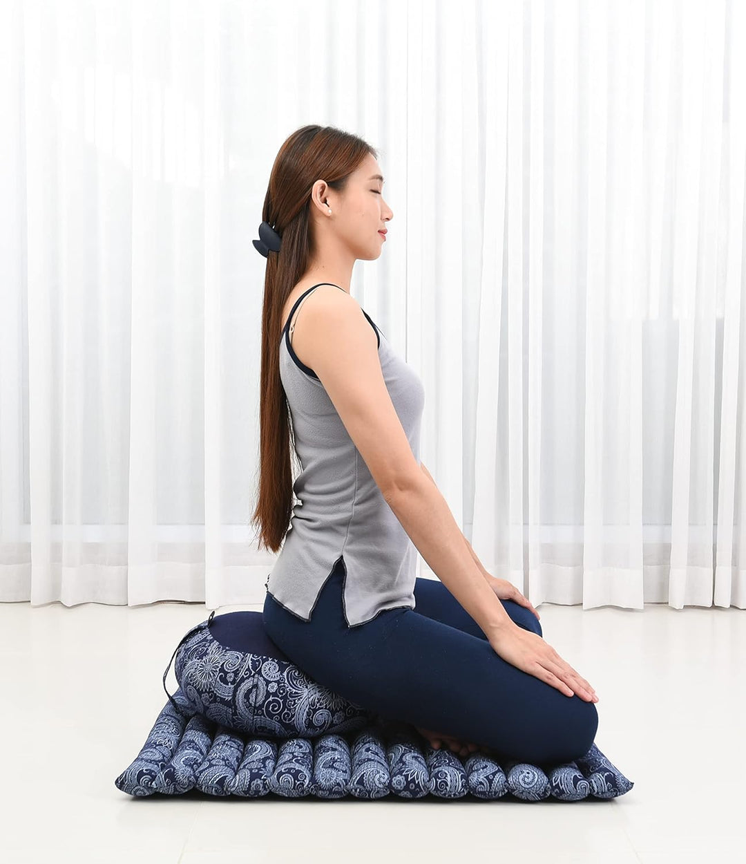 Leewadee Meditationskissen Set Sitzkissen Rund Zafu Yoga Kissen Zabuton Yogakissen Meditationskissen