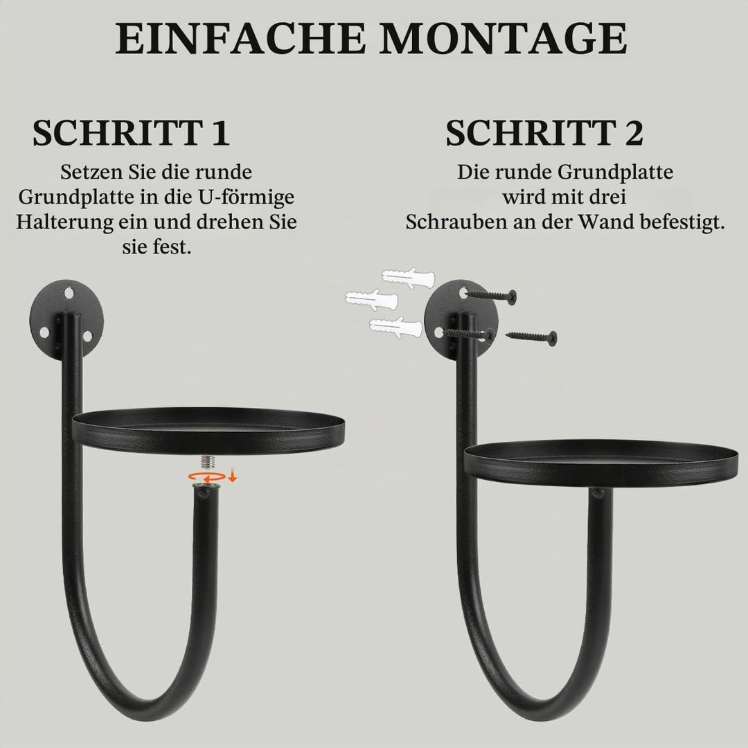Blumenständer Wandmontage,Blumenständer Metall Schwarz, 3er Set U-Form Pflanzenregal, Pflanzenstände