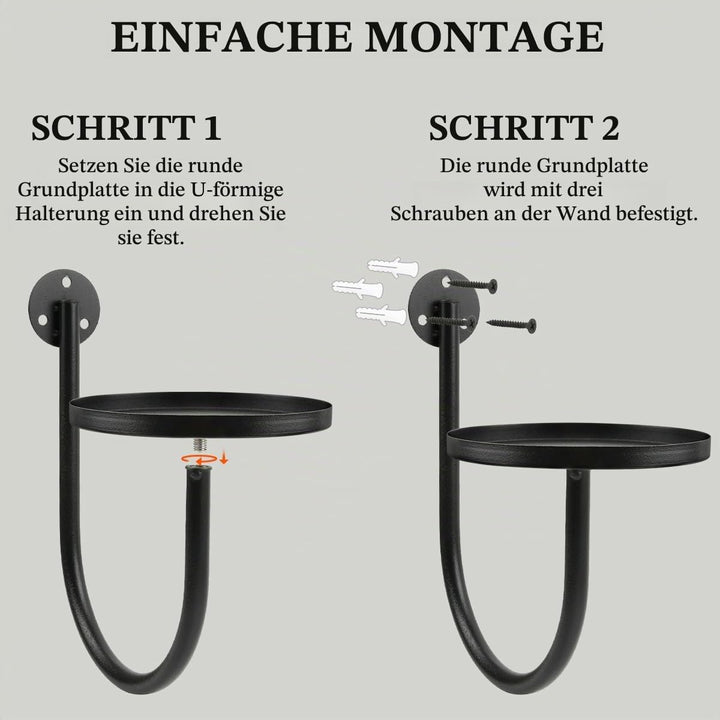 Blumenständer Wandmontage,Blumenständer Metall Schwarz, 3er Set U-Form Pflanzenregal, Pflanzenstände