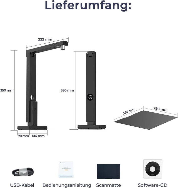 CZUR Lens Pro 12MP USB-DocumentenKamera und Visualizer, Faltbarer Dokumentenscanner mit OCR, Mobiler