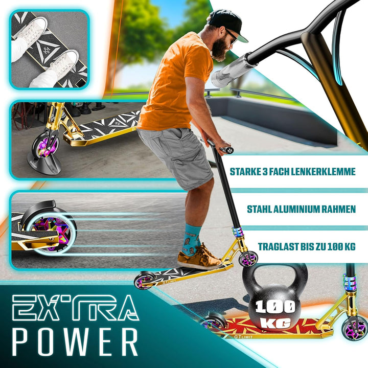 KESSER® Stunt Scooter GT-Limit 360° Lenkung Funscooter Stuntscooter mit Ständer ABEC 9 Kugellagern,
