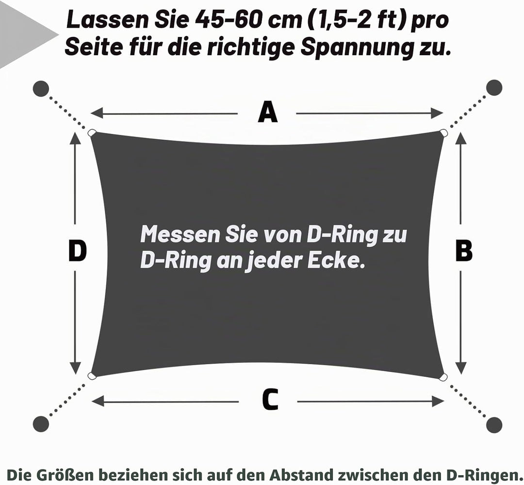 Sonnensegel Wasserdicht 2x3m Rechteckig Sonnenschutz Wasserabweisend 3x2 Meter PES Polyester Segel m