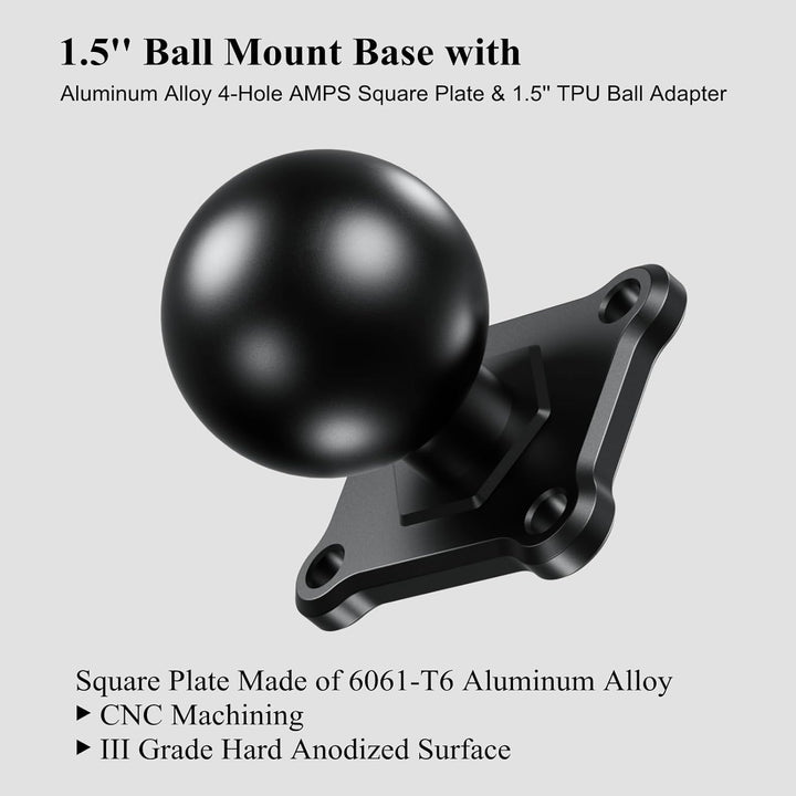 BRCOVAN 2 Stück, 1,5'' Kugelhalterung mit Aluminiumlegierung 4-Loch-AMPS Quadratische Plattenbasis,