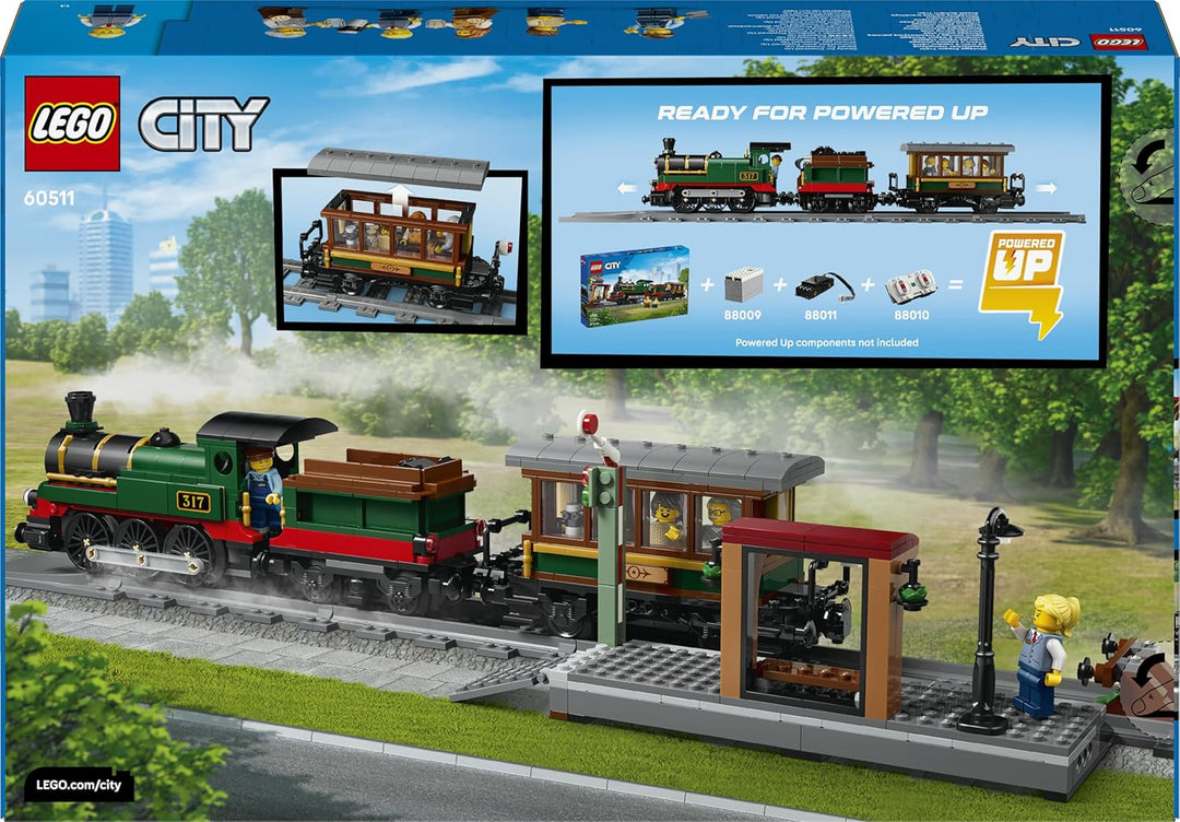 LEGO City Klassischer Dampfzug Spielzeug - STEM Modellbausatz - Set mit Bahnhof, Schienen, Führersta