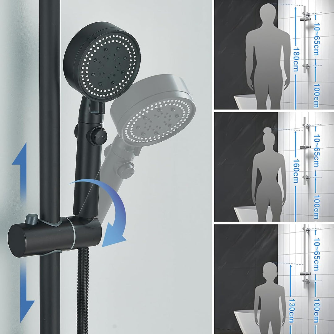 fyheast Badewannenarmatur mit Handbrause Schwarz Mischbatterie Badewanne Wannenarmatur mit 690mm Dus