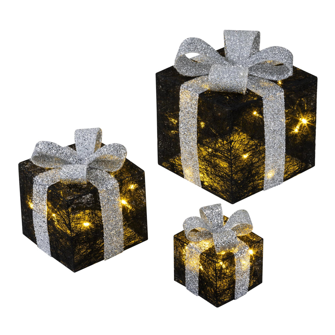 Bambelaa! 3er Led Deko Geschenke Leucht Boxen Timer Weihnachts Dekoration Weihnachtsdeko Beleuchtet