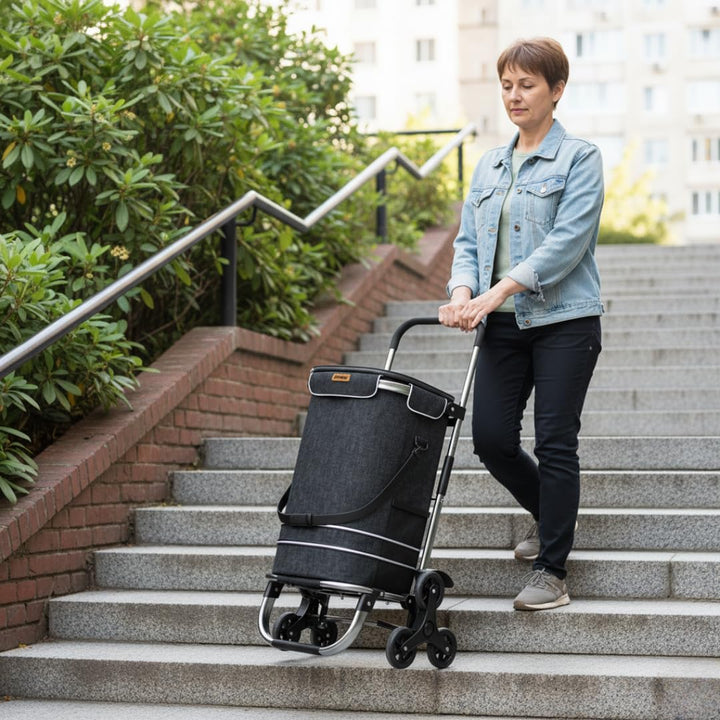 Einkaufstrolley Comfort für Treppen, 50 l (Schwarz), Schwarz