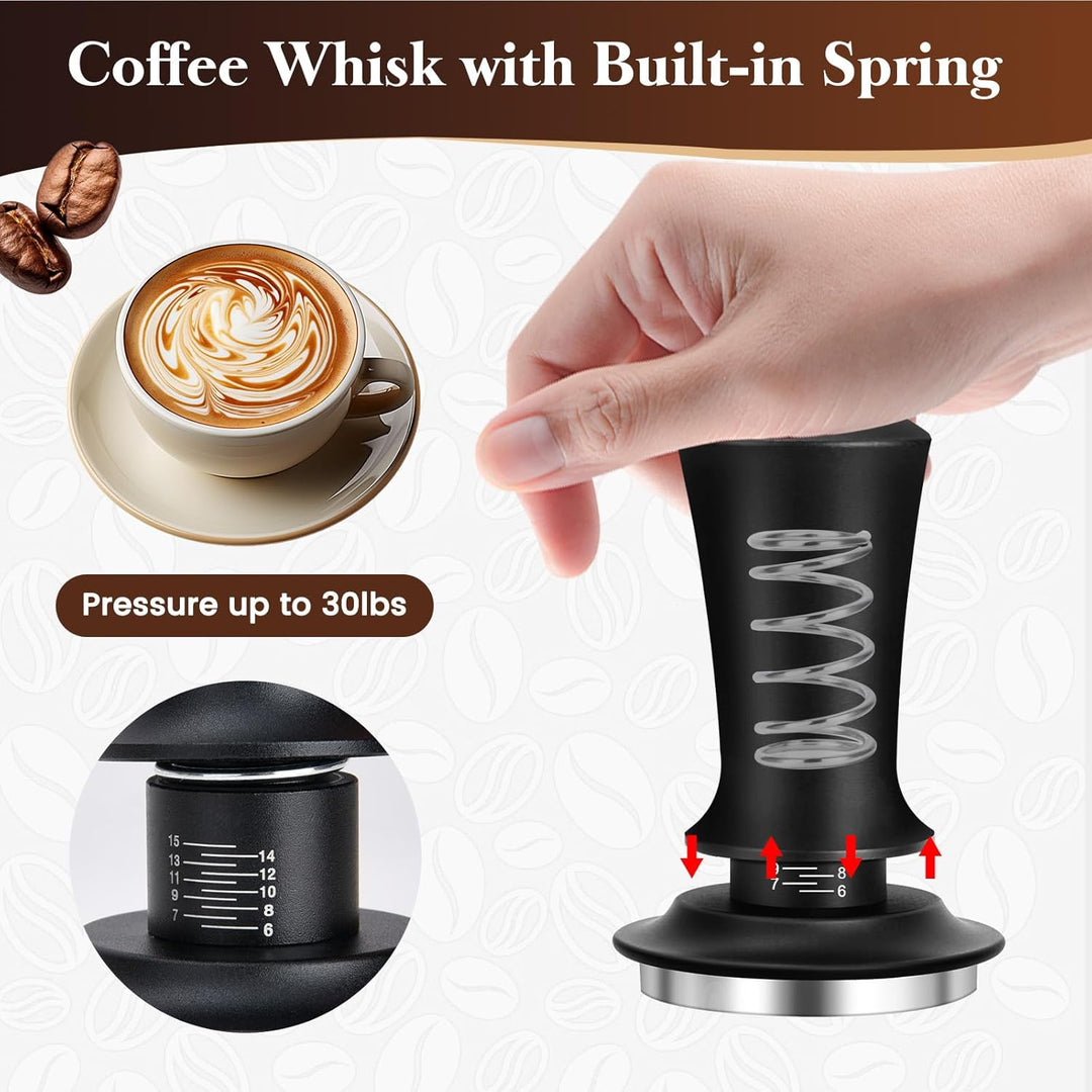 Kaffee Tamper Set 51mm,Kaffee Espresso Tamper,Kaffeerührer Werkzeug Espresso,Verteilerwerkzeug mit 6