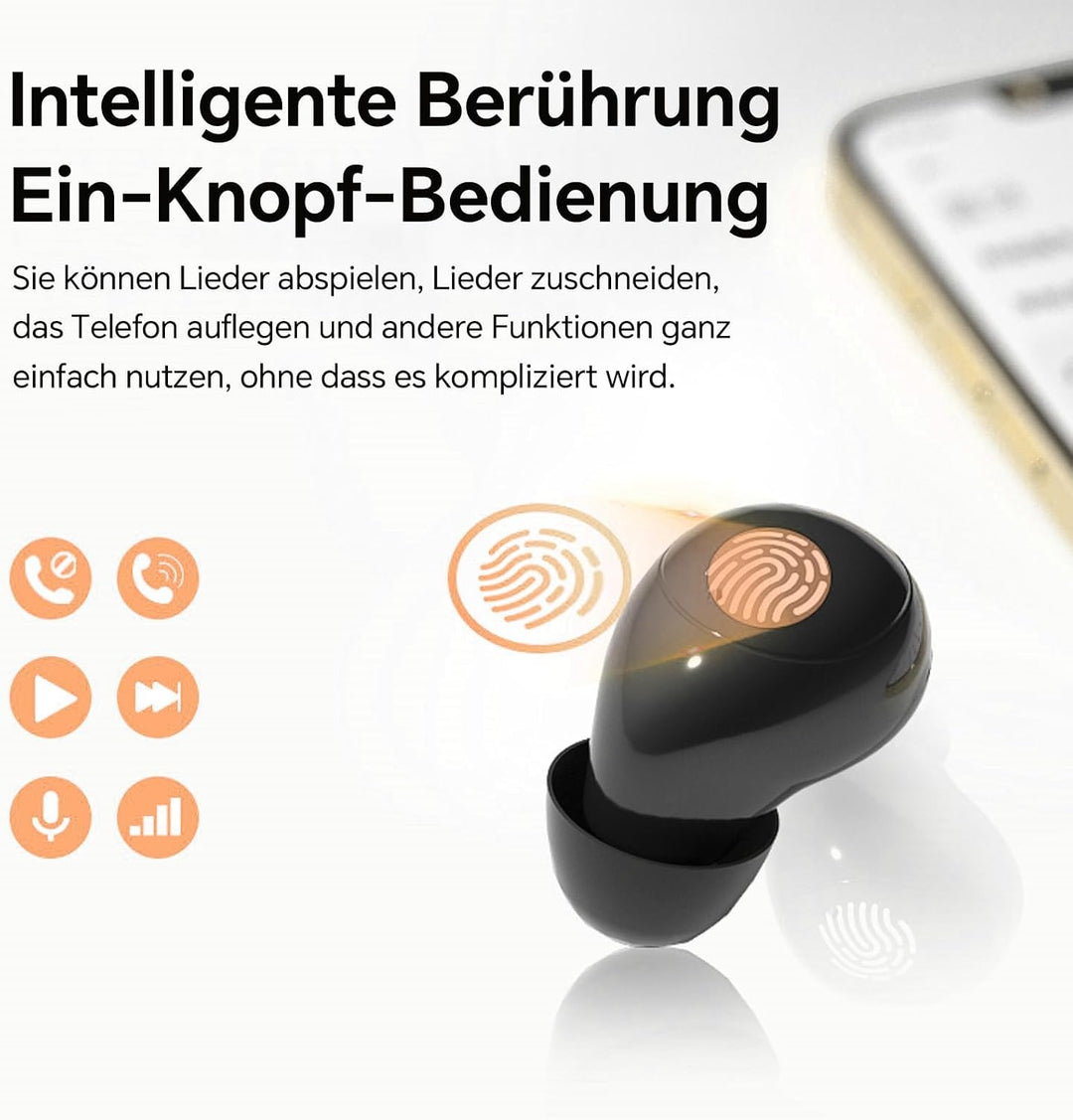 Mini unsichtbare Kopfhörer Bluetooth kabellos in Ear kleinste drahtlose schnurlose Ohrhörer Wireless