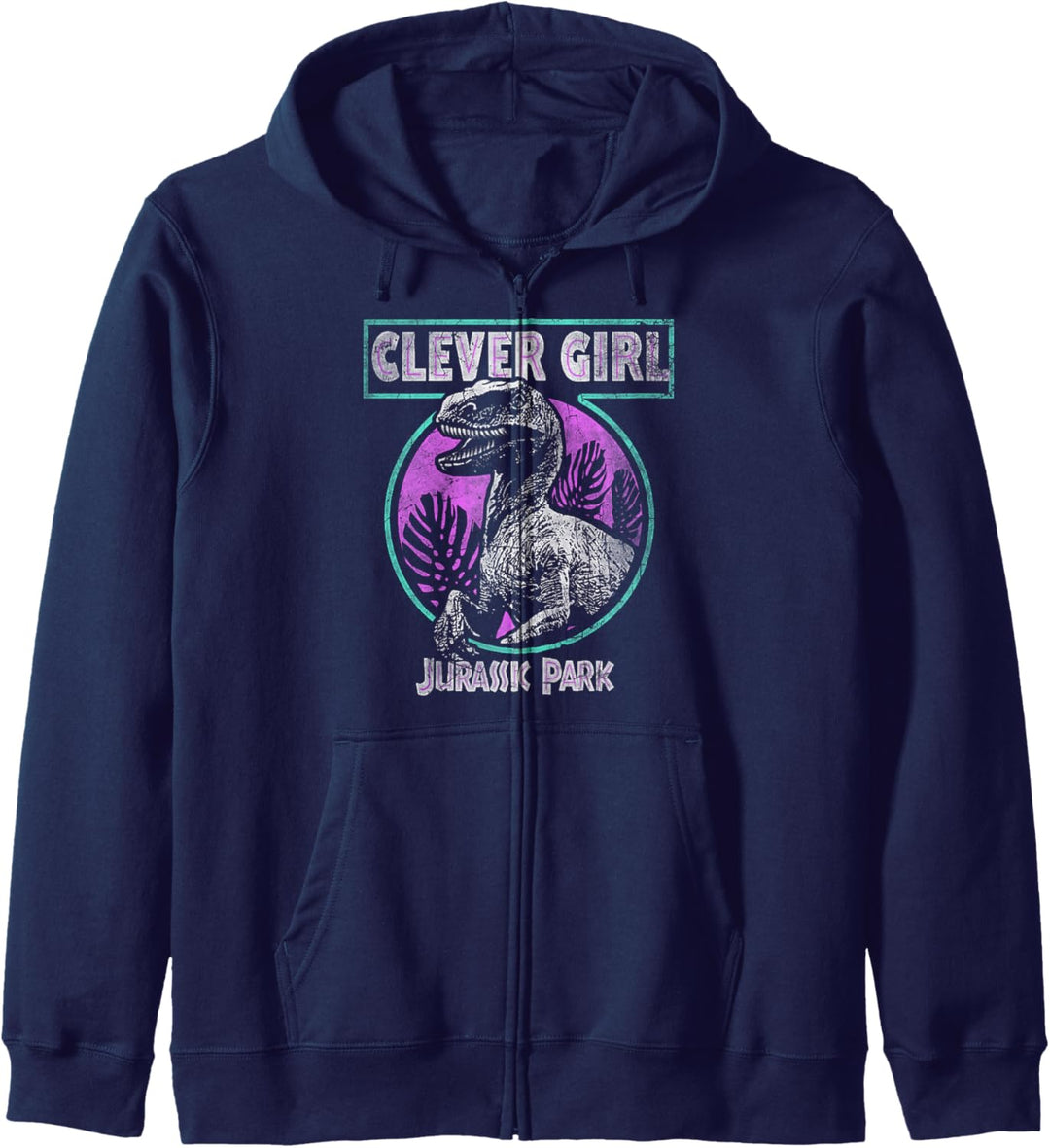 Jurassic Park Distressed Teal Raptor Clever Girl Kapuzenjacke