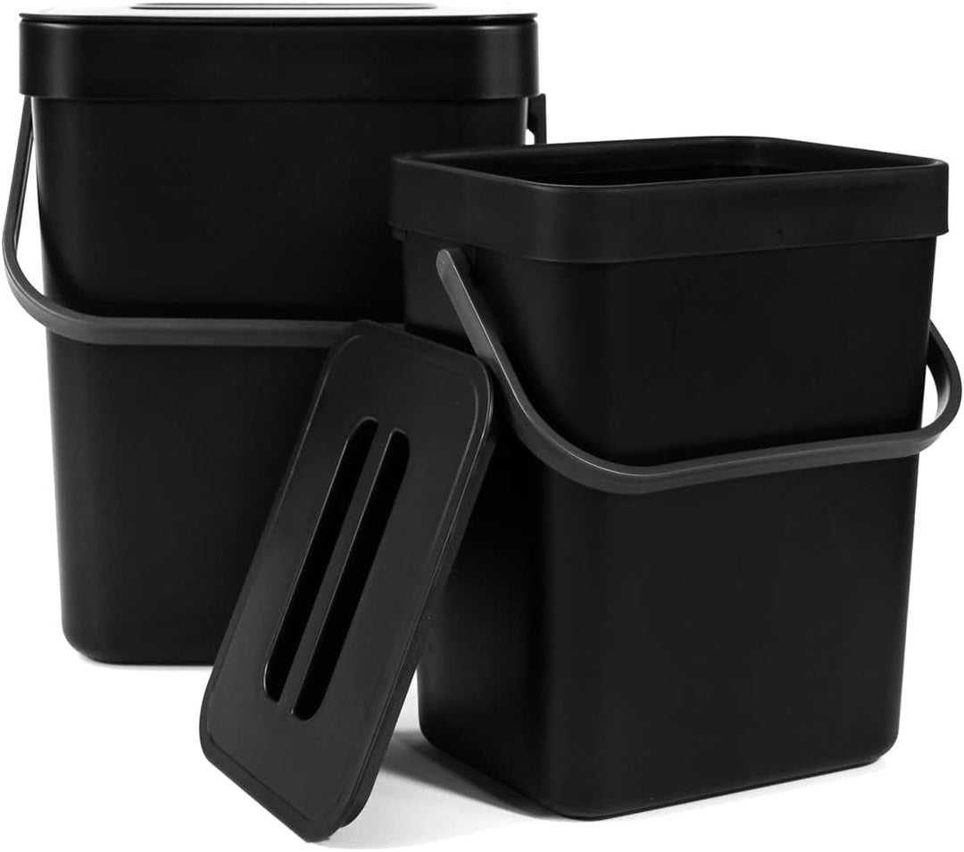 Spesh Biomülleimer Küche 2er-Set(5L+3L) Kunststoff Komposteimer Geruchsdicht Aufhängbar Abfalleimer