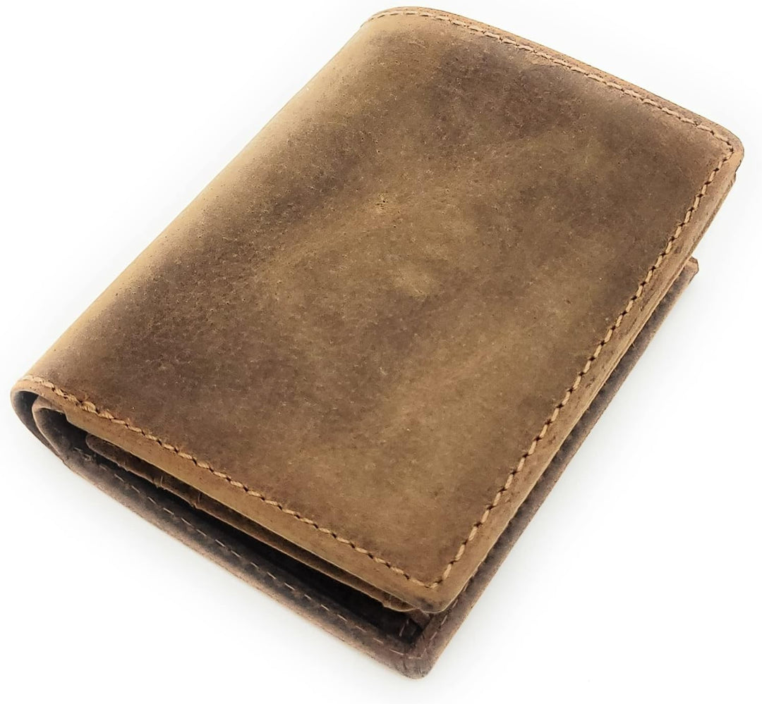 Jockey Club echt Leder Geldbörse Portemonnaie Geldbeutel mit RFID NFC Schutz Vintage (braun), Braun