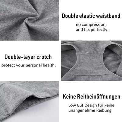 Unterhosen Damen 5er Pack Baumwolle Hohe Taille Unterwäsche Slip Stretchanteil, 3xschwarz + 2xgrau