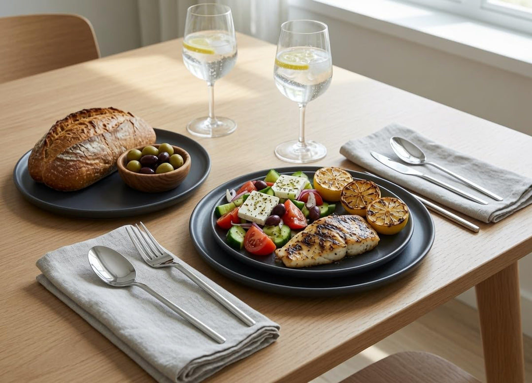 DINOX TANGO Besteckset - 30-teilig Edelstahl für 6 Personen - Designbesteck mit fliessenden Linien,