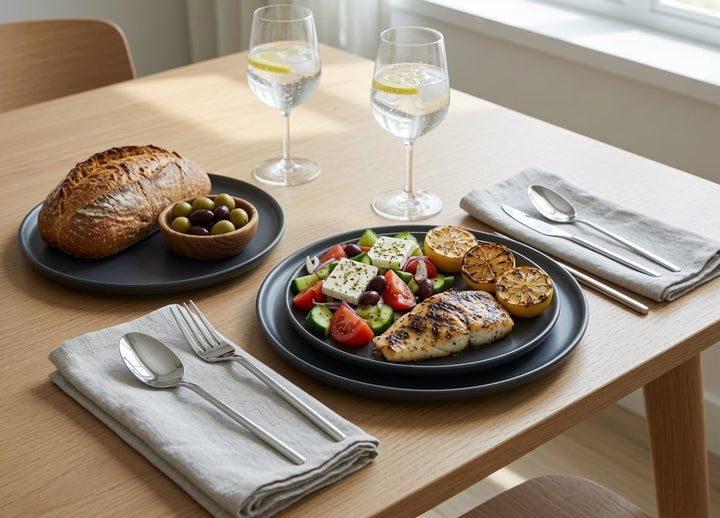 DINOX TANGO Besteckset - 30-teilig Edelstahl für 6 Personen - Designbesteck mit fliessenden Linien,