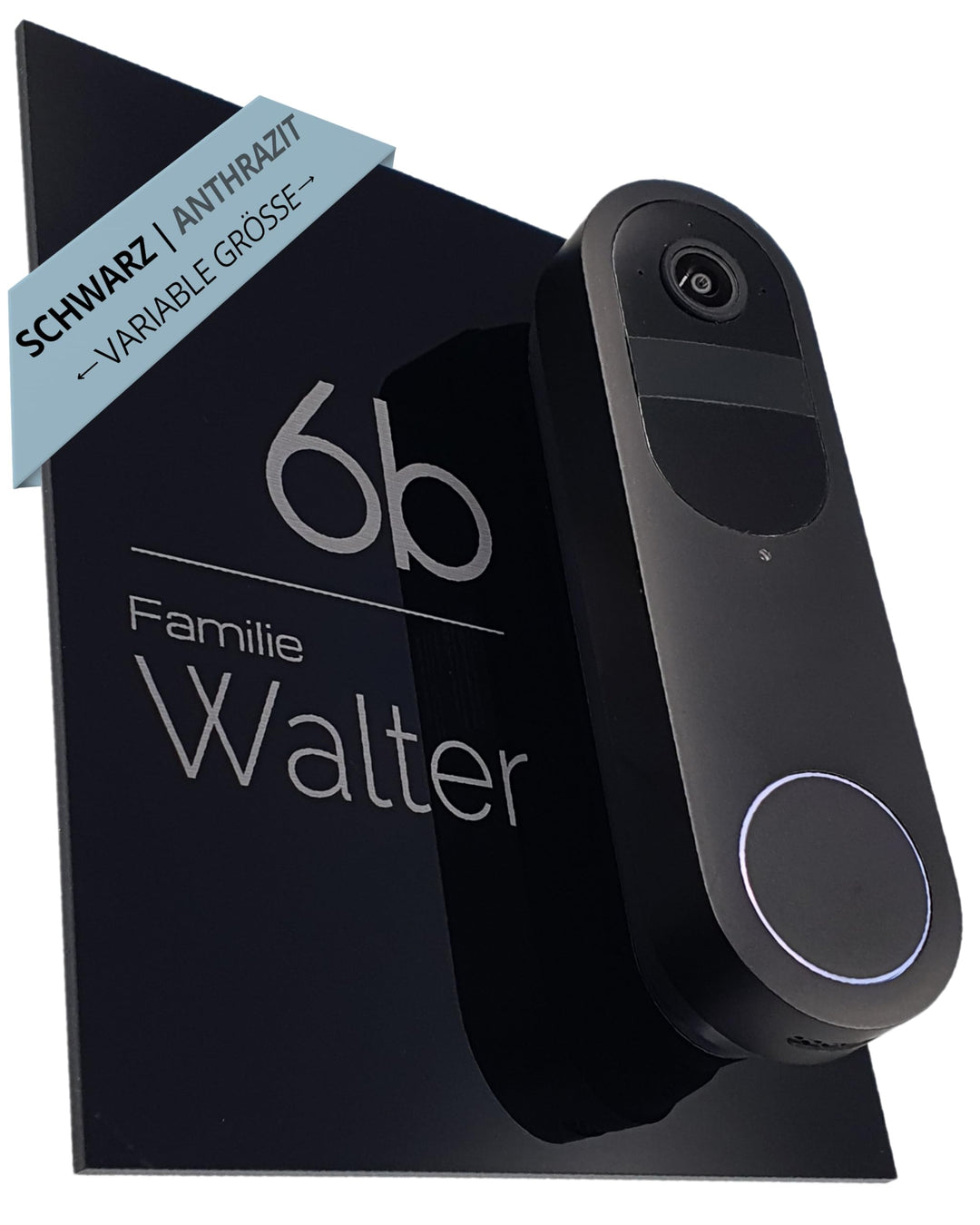 Klingelschild für Reolink Video Doorbell Battery D340B | Schwarz oder Anthrazit | Hausnummer, Hausnu