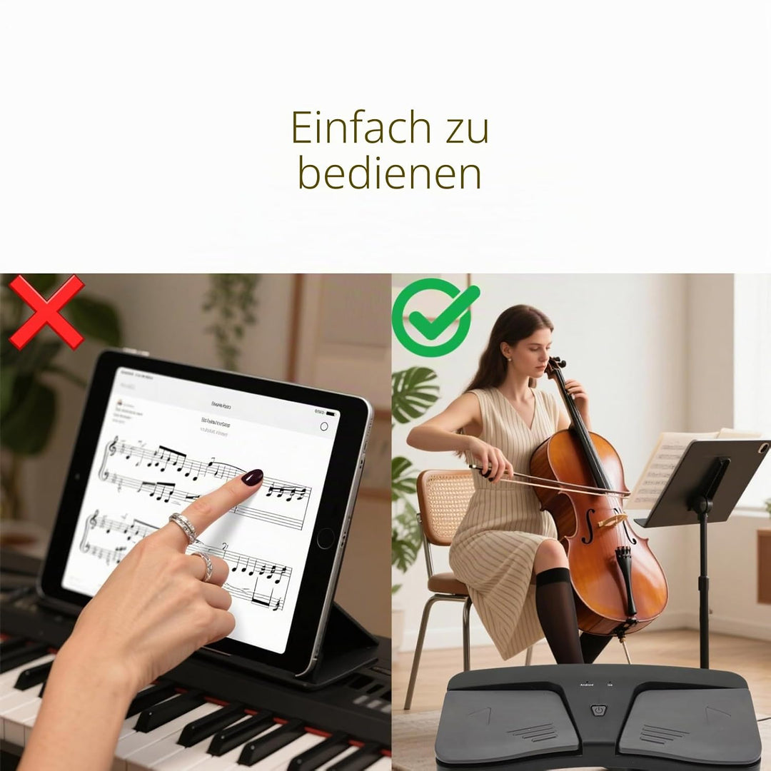 Page Turner Pedal für Tablets, Kabelloses Fusspedal Musik Page Turner für IOS, für Android, Batterie