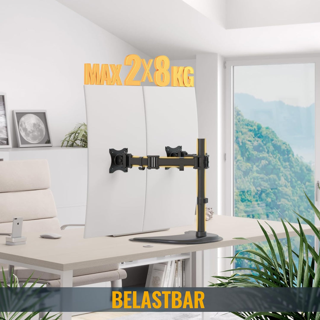 RICOO Monitor Halterung Tisch, Dual Monitor Arm für 12 - 27 Zoll, Monitorhalterung 2 Monitore, Bilds