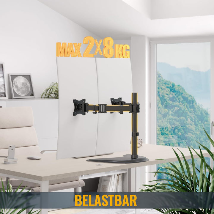 RICOO Monitor Halterung Tisch, Dual Monitor Arm für 12 - 27 Zoll, Monitorhalterung 2 Monitore, Bilds