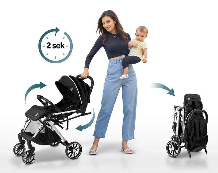 Nukido Kinder Wagen Kinderwagen Babywagen Bis 15 kg Grosse Räder Sitzbuggy Buggy Zusammenklappbar Ha