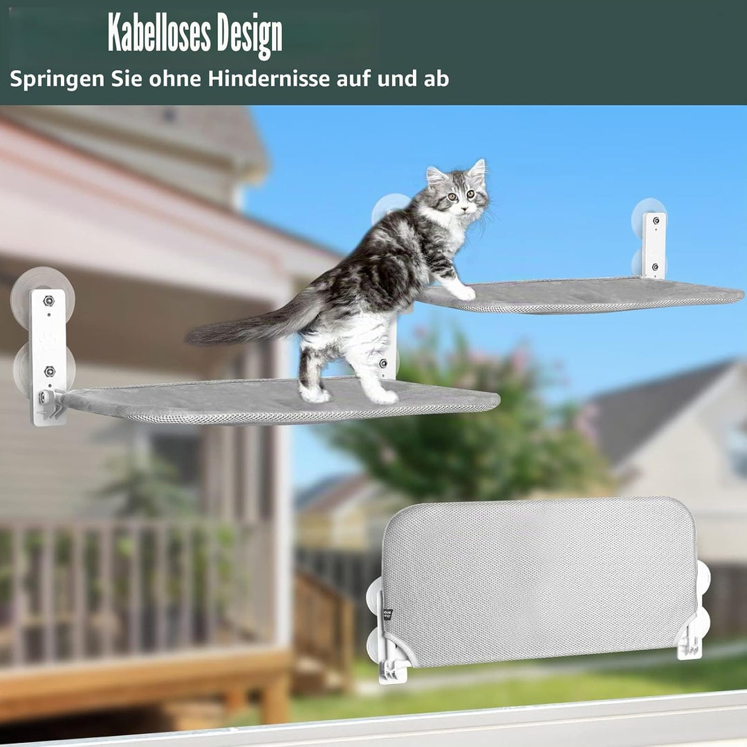 GUUSII HOME Fensterliege für Katzen Hängematte Fensterplätze Katzenbett Fenster Faltbare Katzenhänge