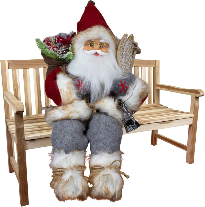 Christmas Paradise Sitzender Weihnachtsmann 45cm Deko-Figur Kantenhocker Santa Nikolaus (Alvar), Alv