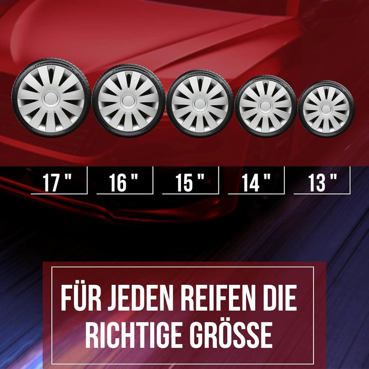 Albrecht 14 Zoll Radkappen silber für Stahlfelgen - Strike Radzierblenden aus hochwertigem Kunststof