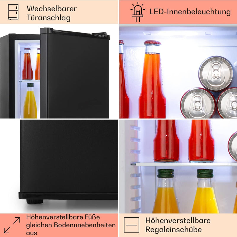 Klarstein Kühlschrank, Mini-Kühlschrank für Getränke, Kühlschrank Klein, Kleiner Kühlschrank Lautlos