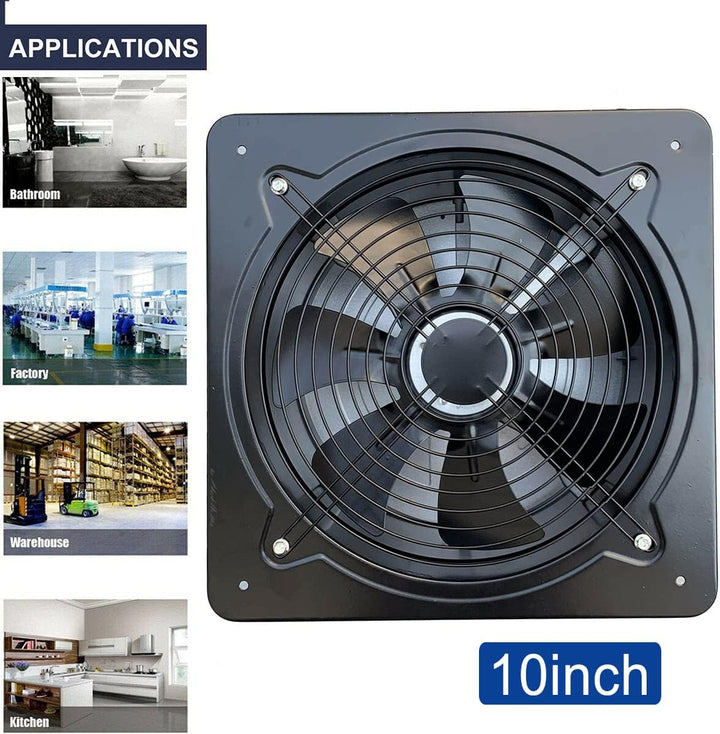 ECUTEE 250mm Abluftventilator Axiallüfter 100W 1850 m³/h Axialventilator 10" für Küche Bad Büro Werk