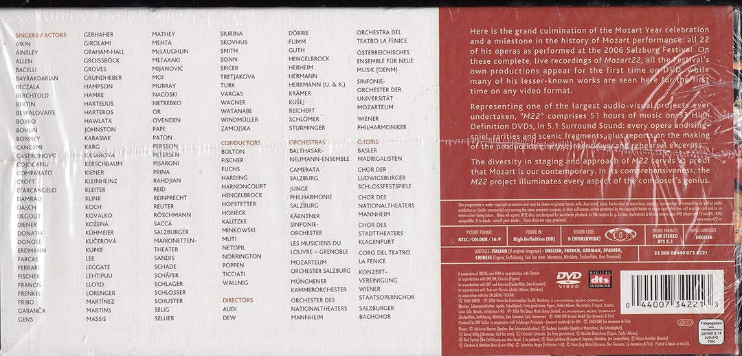Wolfgang Amadeus Mozart - Mozart 22: Complete Box (33 DVDs), DVD