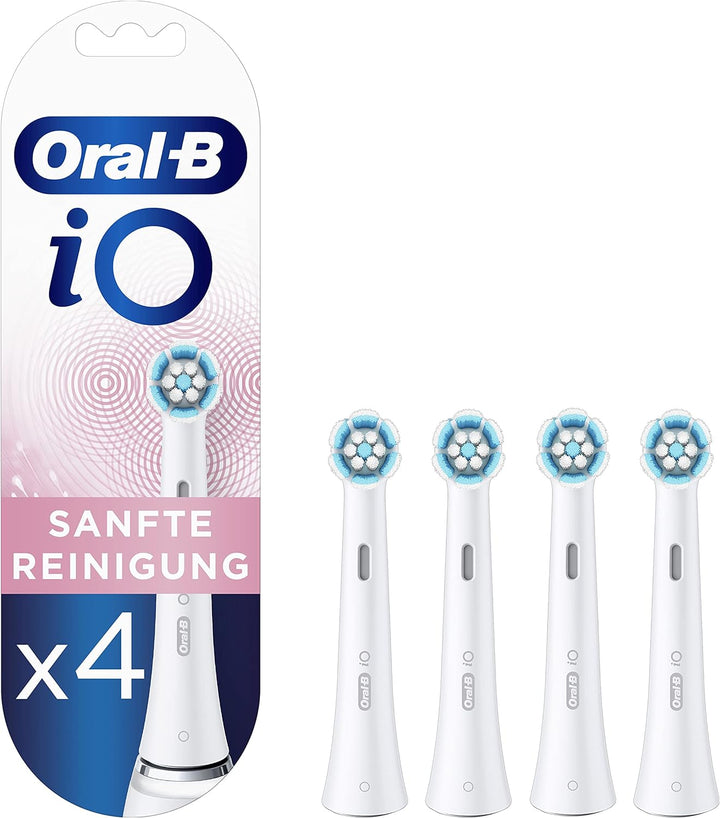 Oral-B iO Sanfte Reinigung Aufsteckbürsten für elektrische Zahnbürste, 4 Stück, sanfte Zahnreinigung