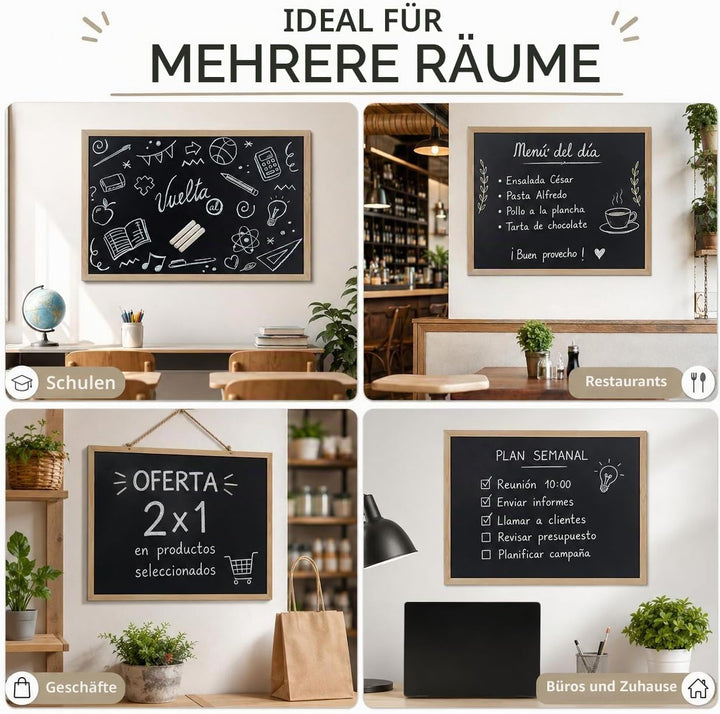 40x60cm Blackboard mit Holzrahmen, Kreidetafel Löschbar, Schwarze Tafel Zur Verwendung mit Tiza und