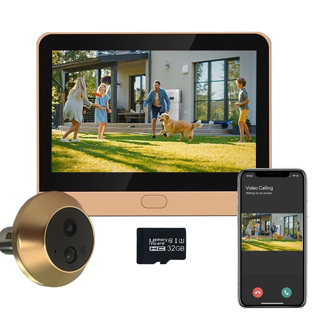 DG3 Türspion Kamera WLAN 1296P mit 32GB Speicherkarte, Digitaler Türspion Kamera mit 4,3 Zoll Farbbi