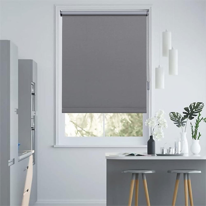 Eurohome Verdunkelungsrollo Thermo Rollo 100x160cm (Stoffbreite 96 cm) Grau Klemmfix ohne Bohren mit