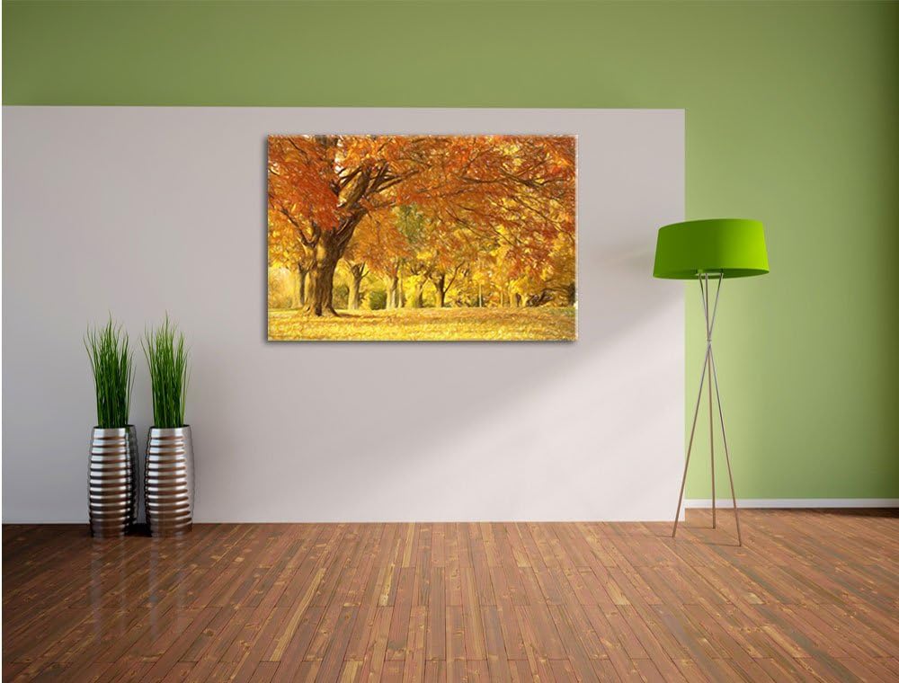 Pixxprint schöne Herbstlandschaft Kunst Buntstift Effekt, Format: 100x70 auf Leinwand, 100x70
