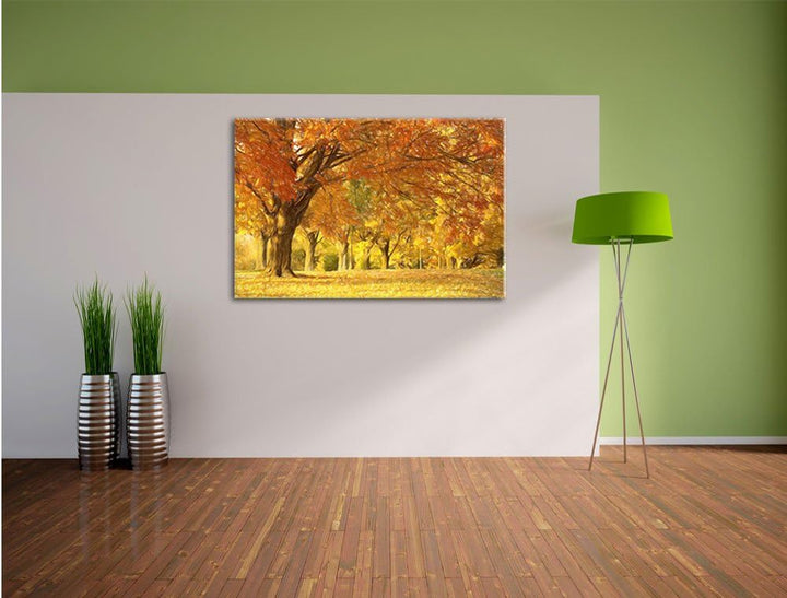 Pixxprint schöne Herbstlandschaft Kunst Buntstift Effekt, Format: 100x70 auf Leinwand, 100x70
